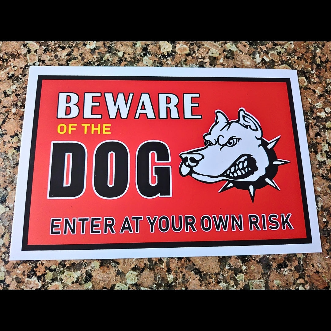 Large | Beware of the Dog - Warning Sign | Red Security Plaque
