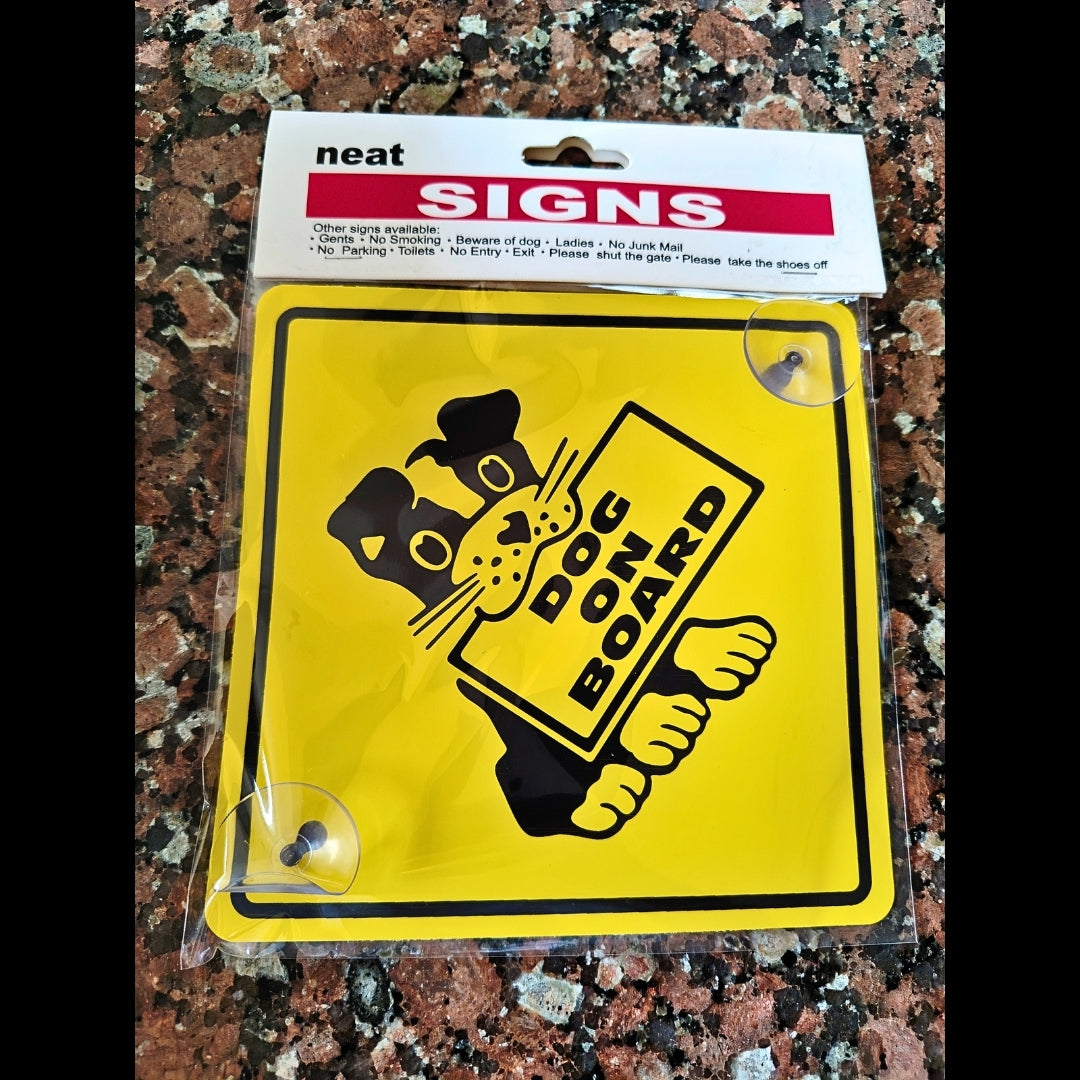 Dog on Board Sign - Suction Cup Car Window Sign