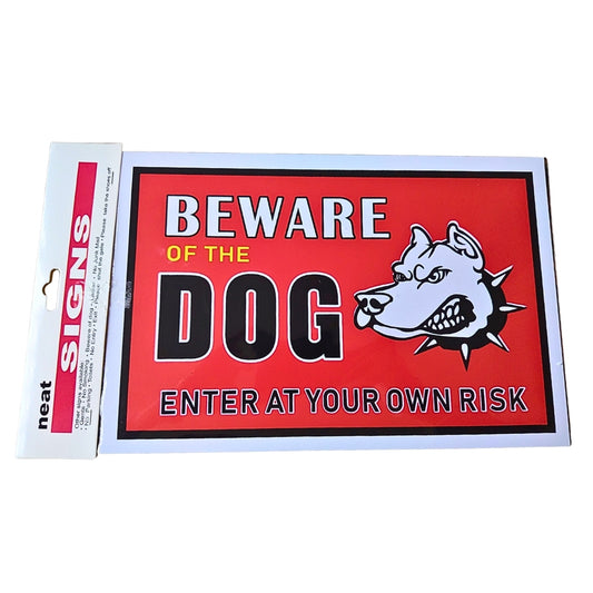 Large | Beware of the Dog - Warning Sign | Red Security Plaque