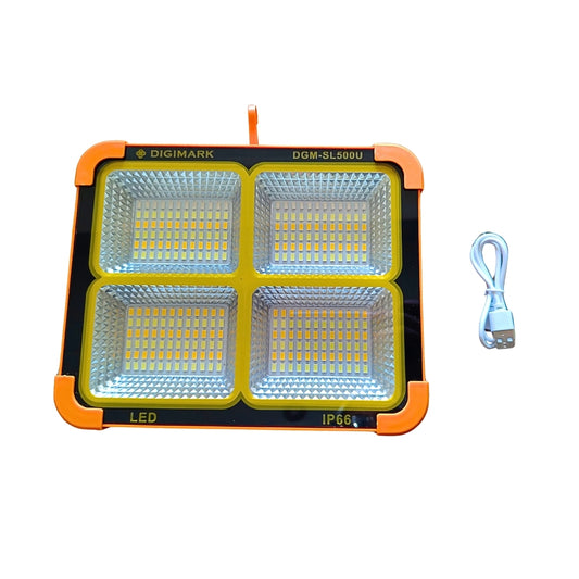 500W Rechargable Solar Flood Light|Built-In Solar Panel|Warm & Cool W Modes